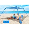 thumbnail image 1 of Toldo de playa YENGIAM UPF50+ de 3,4 x 3,4 m con bastones de estabilidad, 1 of 7