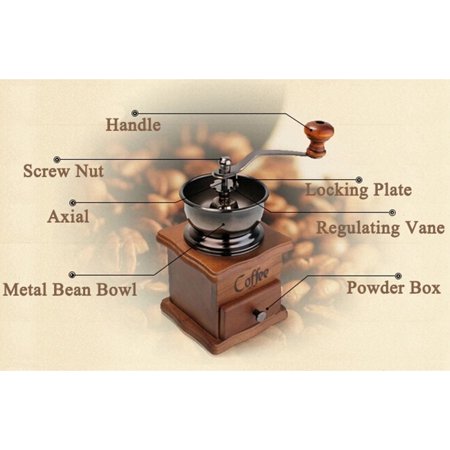 

Mini Coffee Bean Spice Vintage Style Hand Grinder Crank Wooden Manual Kitchen
