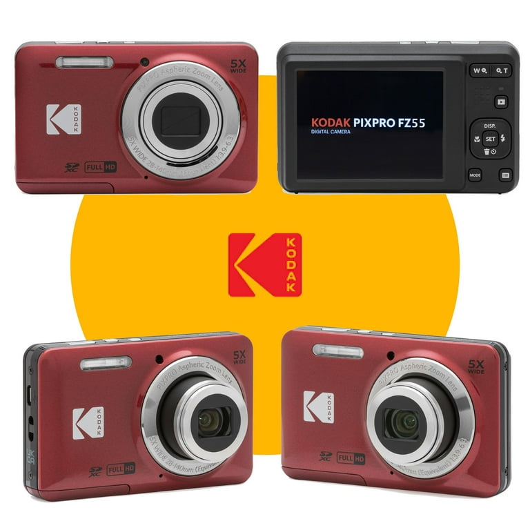 Kodak PIXPRO FZ55 Red, 16MP Digital Camera, 5x Optical Zoom, 28mm