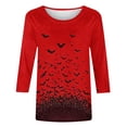 thumbnail image 5 of NSLGXD Plus Size Women's Tshirts 3/4 Sleeve Crew Neck Black Bats Print Spooky Halloween Lightweight Tees S-5XL, 5 of 5