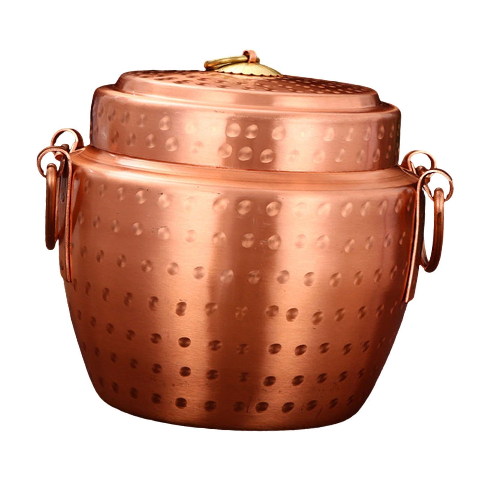 Faitout en cuivre fait à la main - Pour soupe et soupe - Pour la maison, le restaurant, le gaz et l'induction - 20 cm