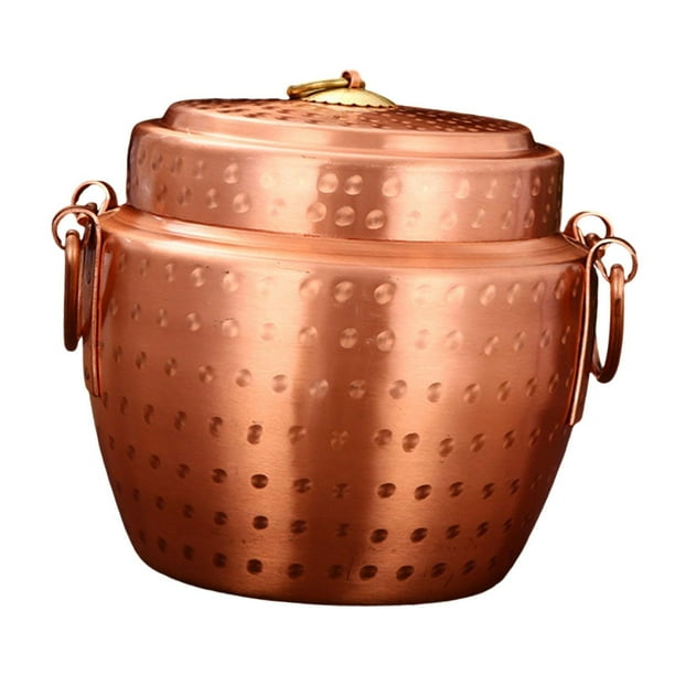 Olla de cobre práctica con tapa, resistente y apta para cocina, camping y hogar. 22 cm