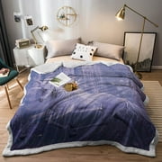 Blessliving Kids Sherpa Flannel Fleece Bed Blanket | Soft Fuzzy Cute Animal Print Plush Blanket | Warm Lightweight Microfiber Blanket, Purple Unicorn, 60" x 80"