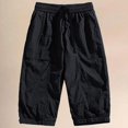 thumbnail image 2 of Gym Shorts Men Solid Color Outdoor Casual Long Pants Travel Work Trousers Elastic Waist Straight Leg Summer Beach Hiking Golf Shorts, 2 of 4