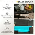 thumbnail image 3 of Brown & Turquoise Rattan Patio Sofa Set with Footstool & Table - Outdoor Seating for Balcony, Garden & Patio - Durable Steel Frame, PE Rattan, 173cm Sofa, 3 of 7
