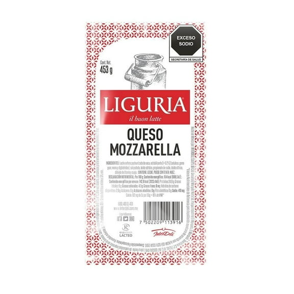Queso mozzarella Liguria 453 g