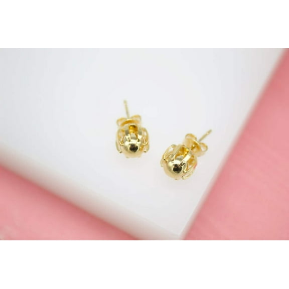 18K Gold Filled Gold Pearl Stud Earrings