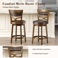 thumbnail image 2 of MF Studio 26" Counter Height Bar Stool with Back, Wood Swivel Bar Stool with Thick Upholstery Back & Extra Large Seat, Jacobean, 2 of 10
