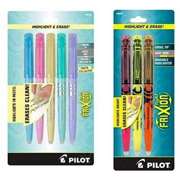 Pilot Frixion Light Pastel Highlighter with Erasable Ink, Chisel Tip, 5 pack (46543) 3 pack (46507)