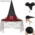 thumbnail image 4 of Yoyauz Halloween Black Mesh Witch Hat, Women'S Evil Hat With Lace Veil, Halloween Costume Accessories, Role-Playing Party, 4 of 6