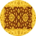 thumbnail image 1 of Ahgly Company Machine Washable Indoor Round Oriental Yellow Traditional Area Rugs, 4' Round, 1 of 4