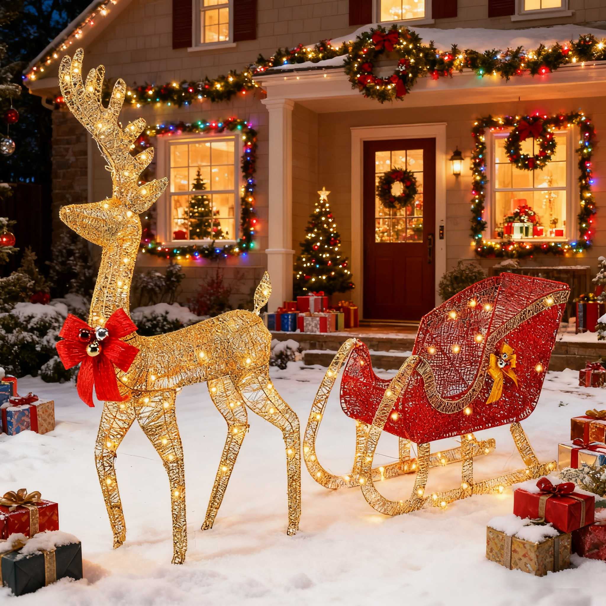 Zimtown Christmas Reindeer Set Outdoor Yard Decoration 4ft