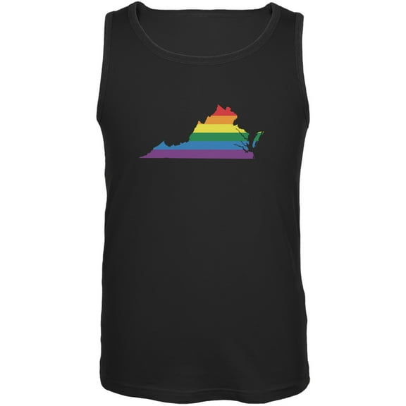 Virginia LGBT Gay Pride Rainbow Black Adult Tank Top - 2X-Large