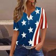 thumbnail image 1 of Fiudx Tops para Mujer Camiseta Holgada con Cuello En V y Estampado Del Día de La Independencia para Mujer, 1 of 5