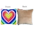thumbnail image 3 of DIY Latch Hook Kits Pillow Rainbow Color Heart-shape Crochet Yarn Pre-Printed Pillowcase Needlework Hook and Latch Kit Pillowslip Cushion Home Sofa Decoration 43x43cm, 3 of 8