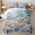 thumbnail image 2 of spefrowx 3D Underwater White Jellyfish Twin Quilt Set for Teens, Pale Aqua Sculpted Spotted Starfish Coral Twin Coverlet Set, 2-Piece, 2 of 7