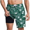 thumbnail image 2 of Aobny Board Mens Shorts Hawaiian with Liner Bottoms Casual Big & Tall Slim Shorts,Green,XL, 2 of 6