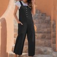 thumbnail image 2 of Women's Summer Sleeveless Bib Overalls Button Casual Loose Baggy Wide Leg Jumpsuits Romper with Pockets Womens Clothes, 2 of 7