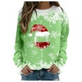 thumbnail image 1 of HNMKIU Hauts à Manches Longues pour Femmes Mode Automne et Hiver Loisirs Vacances Rouge Flocon de Neige Imprimé de Noël Col Rond Sweat à Capuche Manches Longues, 1 of 4