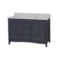 thumbnail image 3 of Abbey 60" Double Bathroom Vanity with Marine Gray Cabinet and Carrara Marble Top, 3 of 7