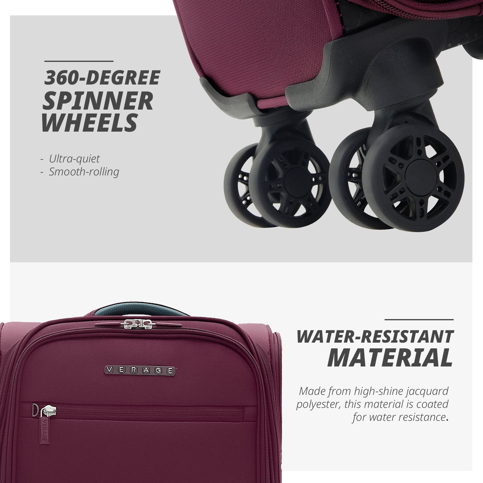 Verage Underseat Carry On Luggage with Wheels and USB Port,14 inch Wheeled Spinner Bag Carry-on Luggages for Airlines, Lightweight Suitcase Men Women, Pilots and Crew (14.5-Inch Plus Underseat Pro)
