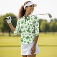 thumbnail image 4 of Uorisanigo Four Leaf Clover Women's 3/4 Sleeve Golf Top Size L Comfortable Fashionable Quick Dry Athletic Polo Shirts with Zip Up Collar Versatile Tennis Tops Breathable for Women, 4 of 7