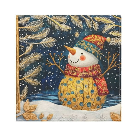 

Napkin Satin Napkin 20*20Inchx1 Kitchen Towel Dinner Plate Towel Decorative Towel Napkin Tea Towel Suitable For Kitchen Table Yellow Christmas Snowman