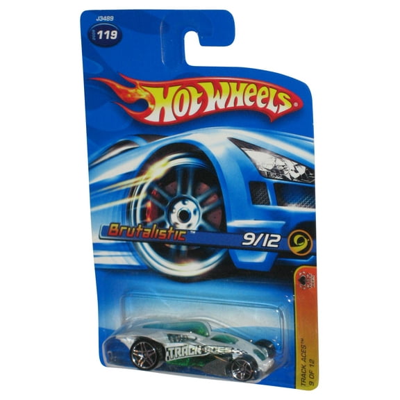 Hot Wheels Track Aces 9/12 (2006) Green & Silver Brutalistic Toy Car #119