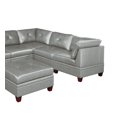 thumbnail image 3 of Genuine Leather Grey Color Tufted 7pc Modular Sectional Sofa Set 3x Corner Wedge 3x Armless Chair 1x Ottoman Living Room Furniture Corner Couch, 3 of 9