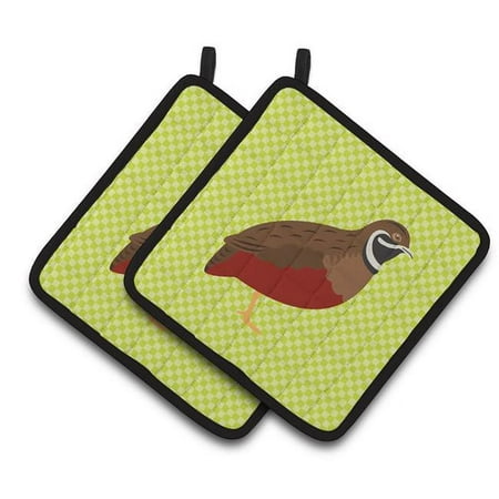 

Chinese Painted or King Quail Green Pair of Pot Holders - Green