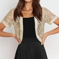 thumbnail image 4 of BLCHUNen Cropped Cardigan for Women Lace Short Sleeve Lightweight Open Front Breathable Summer Going out Tops, 4 of 7
