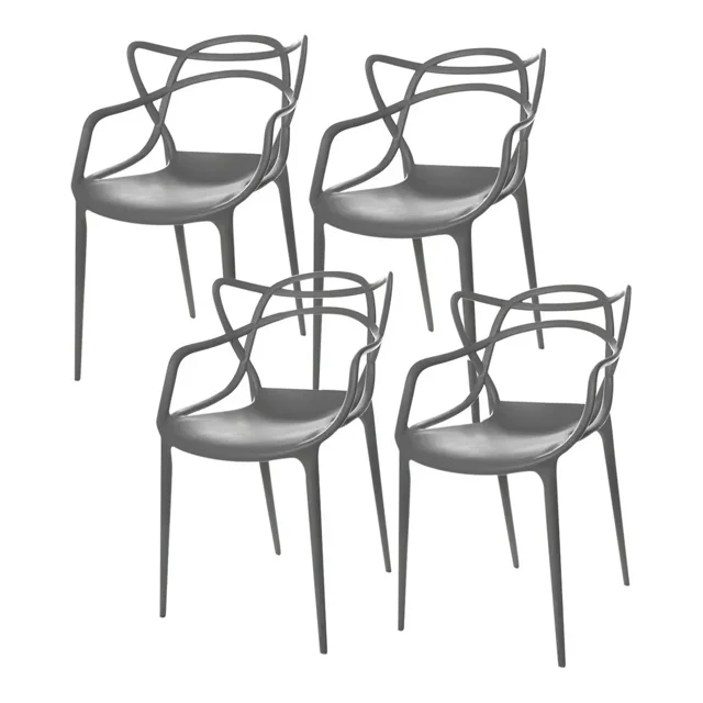 Set De 4 Sillas Comedor Nealtican Exterior Interior Pvc Gris EKE Life Home GC015