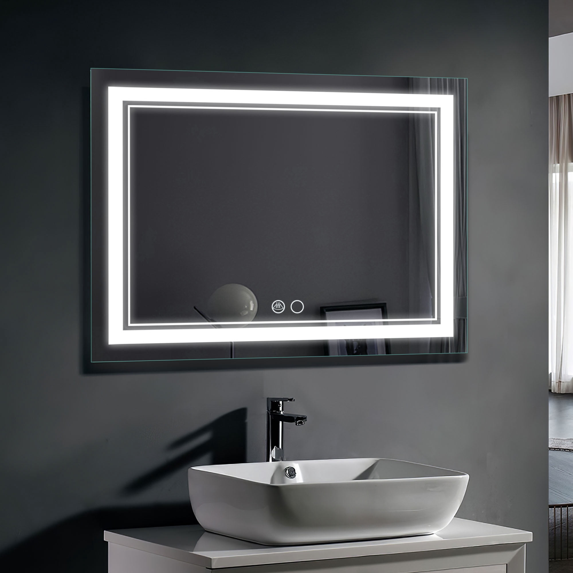 LED Wall-mounted Mirror Decorative Mirror 39"x32",Demisted