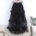 thumbnail image 5 of Faldas largas de tutú de tul de línea A para mujer, enagua escalonada, falda de tul Formal, Falda Midi asimétrica alta y baja, 5 of 5