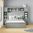 thumbnail image 3 of CoSoTower Queen Size Wooden Bed with All-In-One Cabinet, Shelf and Sockets, Gray, 3 of 9
