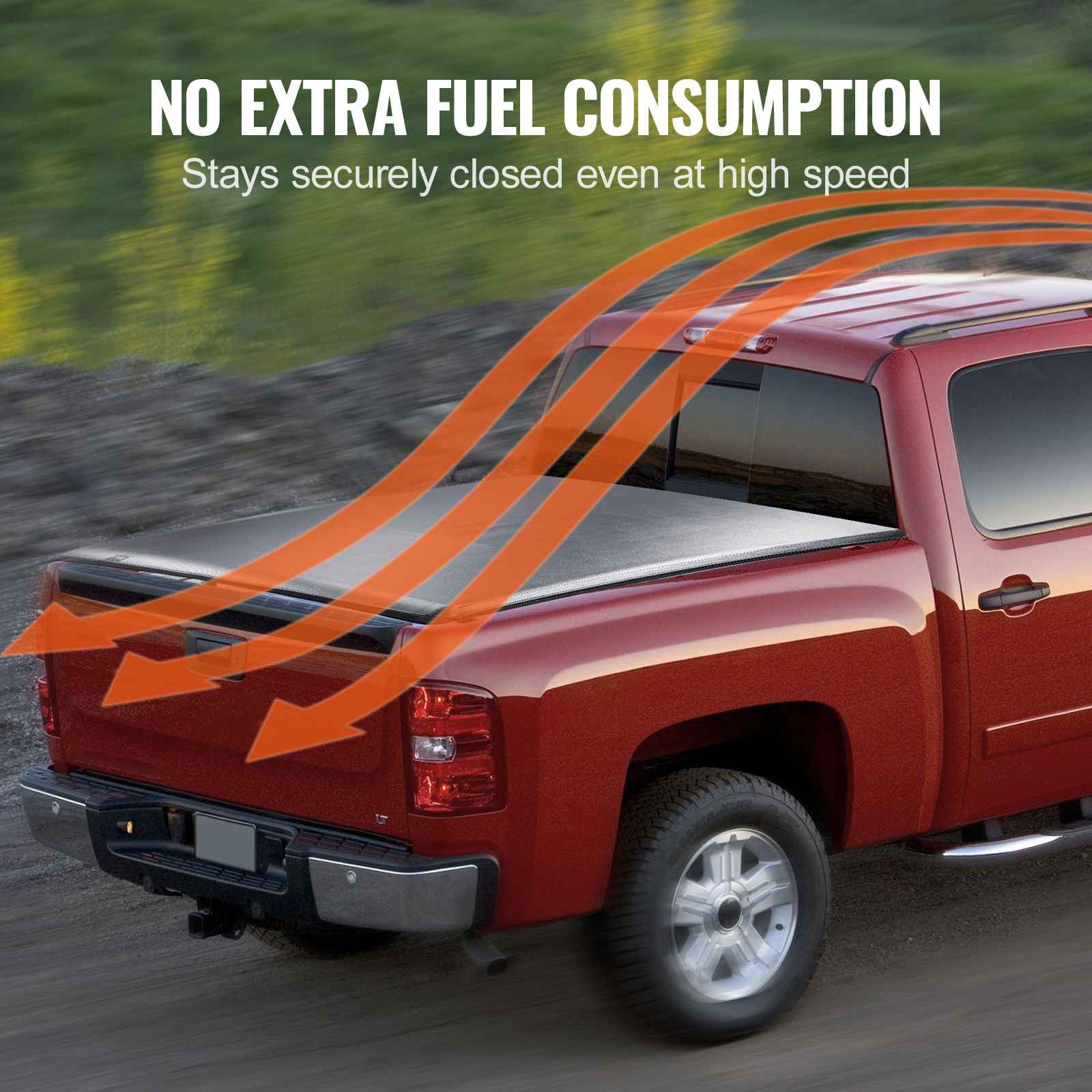 VEVOR Truck Bed Cover, Roll Up Truck Bed Tonneau Cover, Compatible with 2014-2024 Chevy Silverado / GMC Sierra 1500, for 6.6 x 5.2 ft. / 6.6 x 5.3 ft. Bed, Soft PVC material, Roll Up Tonneau Cover