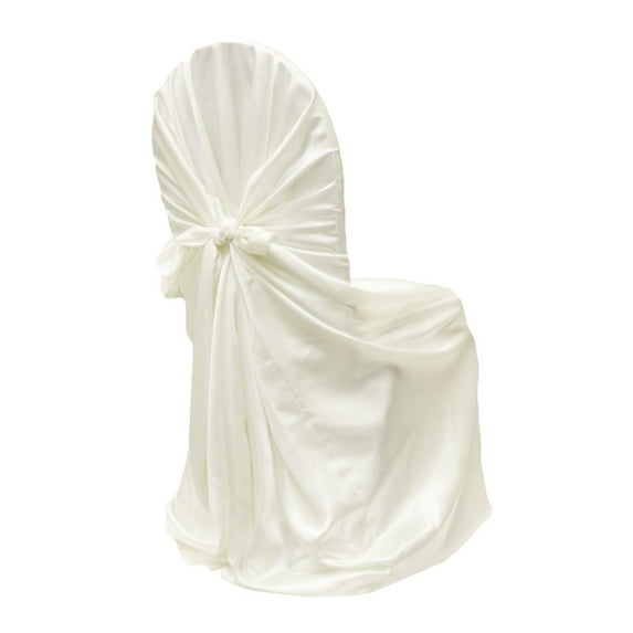 1 Pc, Universal Satin Self Tie Chair Cover - Ivory For Wedding & Event Decor