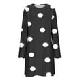 thumbnail image 7 of SMihono Fashion Womens Casual Long Sleeve Dress Fashion Dot Print Side Split Comfy Midi Dress Dressy Crewneck Spring Tunic Dress Tops Black 12, 7 of 7