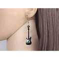 thumbnail image 4 of Black Fender Guitar Earring Earrings Acrylic Long Hair Music Metal Shred Passion Love Dangle Thrash Goth Punk Style Emo (BFender), 4 of 4