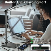 Adjustable Foldable Desk Lamp for Home Office,Double Swing Arm Bright LED Desk Light,Eye-Caring Architect Task Lamp,Touch Control Desktop Lamp Dimmable Table Desk Light for Work/Study/Craft