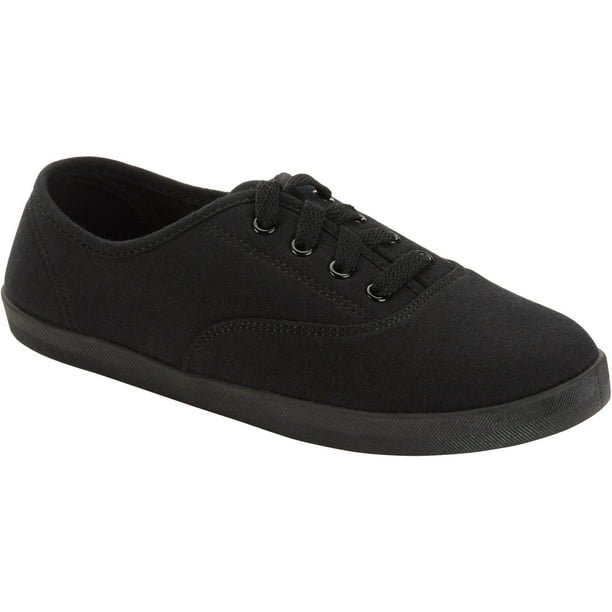 Womens Canvas Lace-Up Shoe Wide Width - Walmart.com - Walmart.com