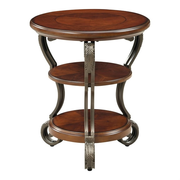 Furniture of America Azea Traditional Wood 2-Shelf Side Table Brown Cherry