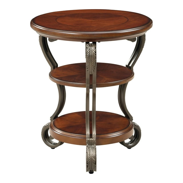 Furniture of America Azea Scrolled Leg End Table in Brown Cherry