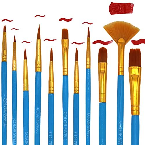 Color Swell Bulk Paint Brushes - 18 Packs of 12 Paint Brushes per Pack 216 Paint Brushes Total - Bulk Paint Brushes