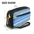 thumbnail image 3 of YFYANG Leather Portable Travel Small Makeup Bag, Multifunctional Storage Bag, Blue Woven Stripes Pattern Cosmetic Bag, 3 of 4