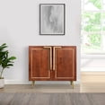 thumbnail image 7 of 36 Inch Modern 2 Door Wooden Sideboard Buffet Cabinet with Metal Handles, Splayed Legs, Gold, Oak Brown, 7 of 7
