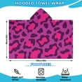 thumbnail image 2 of Pink and Black Of Leopard Print Hooded Bath Towel，60"x35" for Ages 3 To 12 Kids, Quick Dry Lightweight Soft Microfiber Hood Beach Towel Cover Up for Kids, 2 of 7