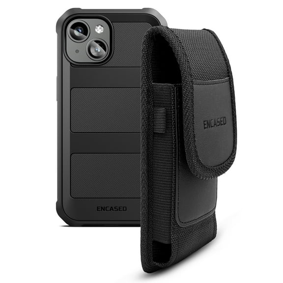 Encased Falcon Designed for iPhone 15 Belt Clip Holster Pouch and Protective Case (Compatible with MagSafe) Black