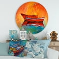 thumbnail image 2 of Designart 'Two Red Boats During Sunset In Lake' Nautical & Coastal Circle Metal Wall Art 29x29 - Disc of 29, 2 of 5