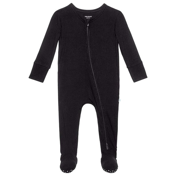 Pijama Footie Posh Peanut para recién nacido con guantes plegables negros